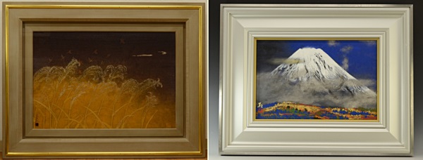 絵画 富士山 ススキ 油絵